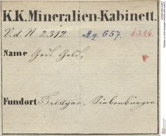 Etiketten zu Gold Gediegen (NHMW-MIN-Aq657)